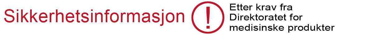 Logo til opplæringsmateriell der det står "Sikkerhetsinformasjon etter krav fra Direktoratet for medisinske produkter"